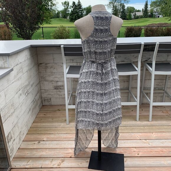 Robert Rodriguez Silk Sheer Snakeskin Print Layered Asymmetric Boho Midi Dress - Picture 7 of 15